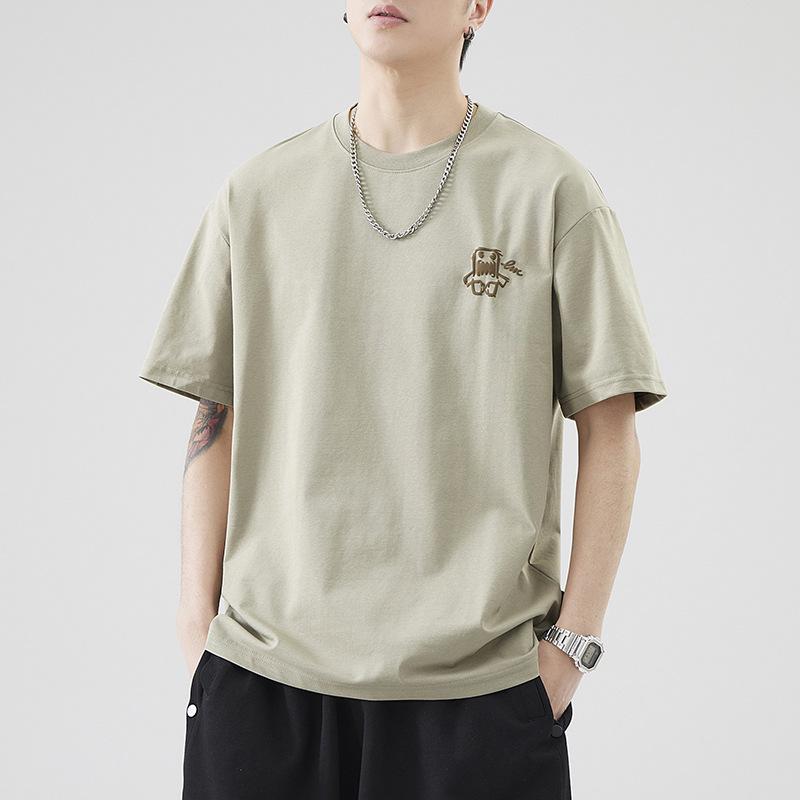 260g Heavy Japanese Loose Ice Silk Short-sleeved T-shirt Men's Summer Casual Print