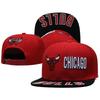 Flat Brim Embroidered Baseball Cap Adjustable Sport Sun Hat Bulls Team