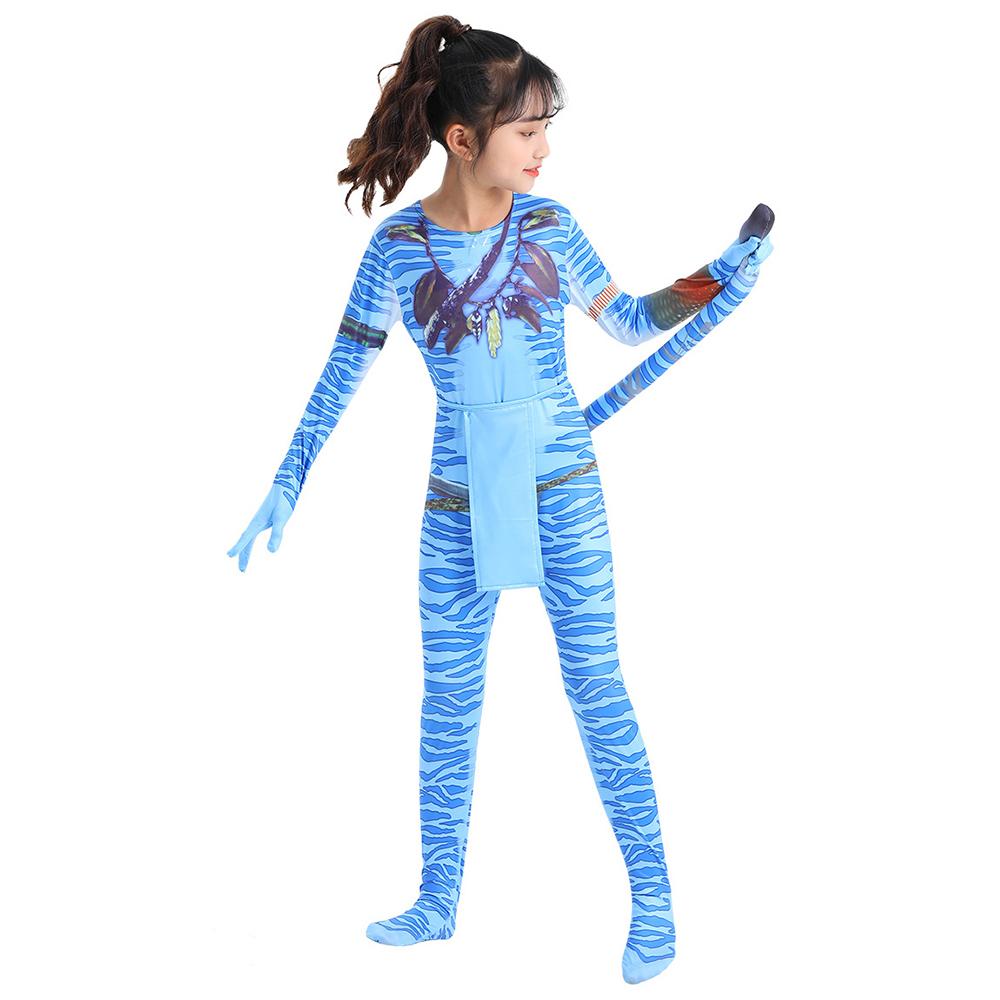 Avatar Cosplay Kostuum Kinderen Jongens Meisje Bobysuit Jumpsuit Alien The Way of Water Strakke Vermomming Halloween Feestpak XS110&Avatar Cosplay