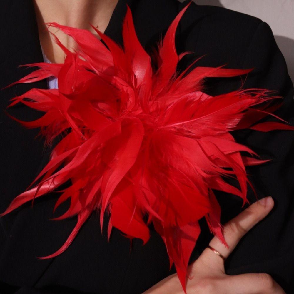 25cm Künstliche Feder Reversnadel Leichte Übertriebene Feder Brosche Kleid