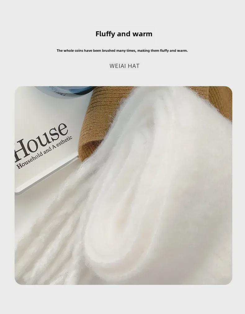 2024 Winter White Thick Solid Color Scarf for Girls - Korean Style, Versatile Student Shawl