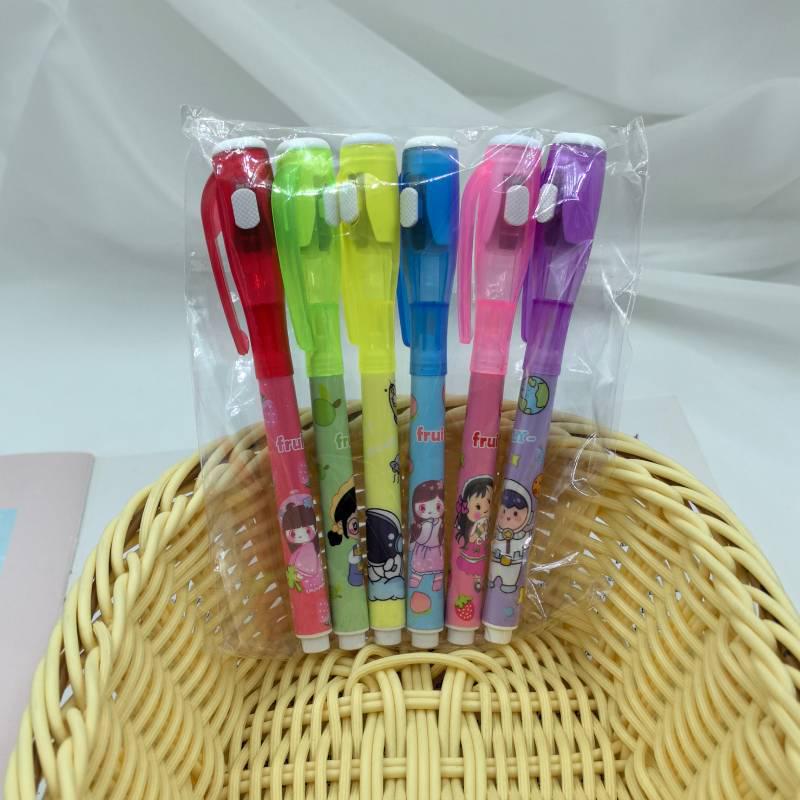 6-Pack UV Magic Invisible Ink Pens with LED Light Round Tip