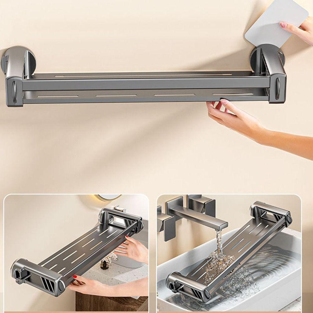 Wall Mounted Shampoo Storage Rack Punch Free Cosmetics Storage Rack Toilet Shampoo Holder  Kitchen