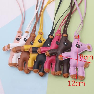 Mini Bear Keychain PU Leather Animals Keyring Hanging Ornament Backpack Handbag Bag Pendant