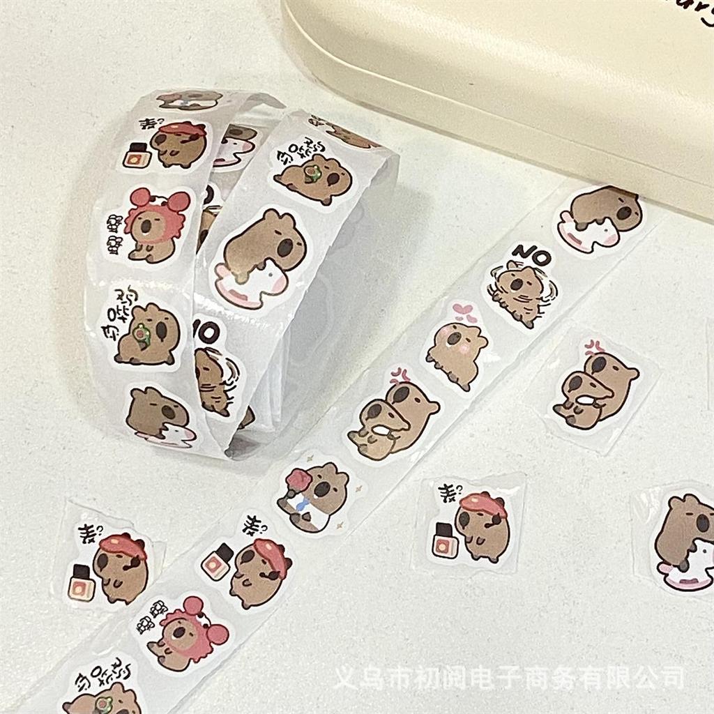 500 st Tecknade Söta Kapybara Varierade Klistermärken Rulle för Telefon Hjälm Laptop Dator Dekoration Graffiti Klistermärken Dekaler