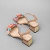 Fashion Women Sweet Colored Flower Sheep-suede Fashion Sandals Summer 4.5cm Low Heel Birthday Party Wedding Bride Bridesmaid Shoes 42