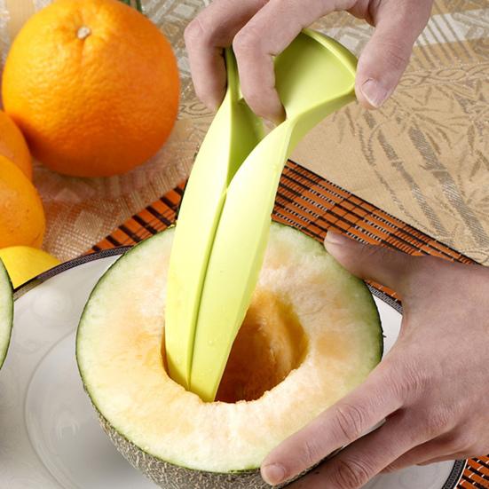 Melonskjæreverktøy Frukt Cantaloupe Vannmelon Kutter Skiver Kube Melondeler Skreller for Hjemmefest Camping Kjøkkenredskap