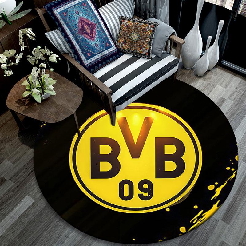 Borussia Dortmund,Round Area Rug,Carpet Rug for Living Room Bedroom Sofa Playroom Decor,Non-slip Floor Mat