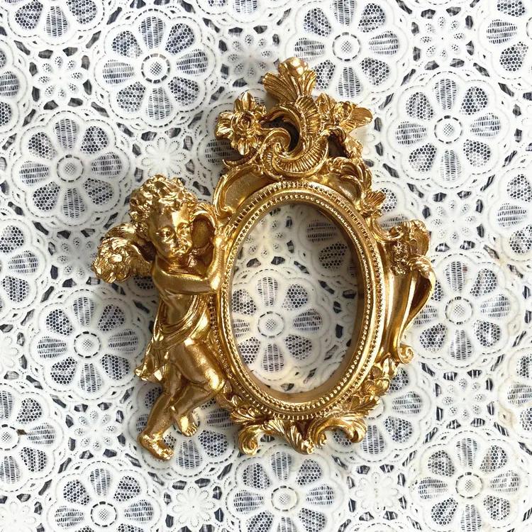 New European Fashion Creative Gifts Victorian Style Retro Resin Mini Angel Oval Small Photo Frame Accessories Positioning Frame