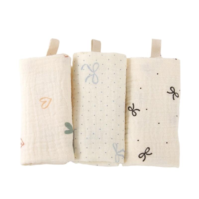 

Set of 3pcs Baby Washcloths Thick 4-Layer Square Face Towel for Sensitive Skin Newborns Bath Time Handkerchief