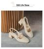 Spring/Summer 2025 Women's Pointed-Toe Mary Jane Sandals - French Fairy Style, Retro Chunky Mid-Heel Evening Shoes