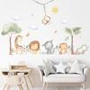 Cartoon Niedlich Löwe Elefant Giraffe Baum Wald Tiere Wandaufkleber für Schlafzimmer Wohnzimmer Kinderzimmer Dekoration Wanddekal