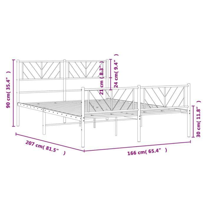 VidaXL Metal Bed Frame with Headboard-Footboard White 160x200cm 372249