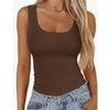Women's Square Neck Ribbed T-Shirt Sleeveless Stretch Slim Basic Tank Tops for Hot Girls