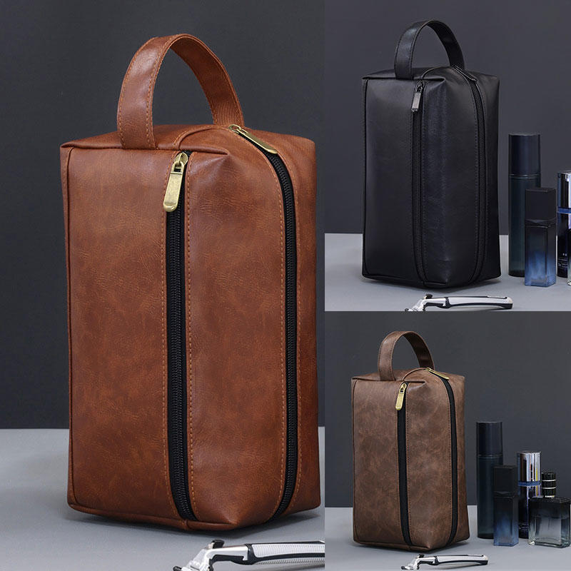 Men Business Travel Wash Toiletry Bag Waterproof PU Leather Bathroom Shaving Tools Organizer Pouch Cosmetic Bag Women Need Bag