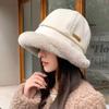 Soft Fluffy Fur Bucket Hat Windproof Winter Fisherman Hat Vintage Warm Cap  Riding
