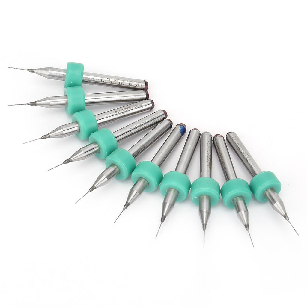 10 st Mini Hårdmetallborrset med Hög Hårdhet för Kretskort CNC Gravyr(0,25 mm)