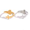 304 Stainless Steel Heart Cross Open Rings for Women Men Romantic No Fading Adjustable Couple Rings Valentine's Day Jewelry Gift