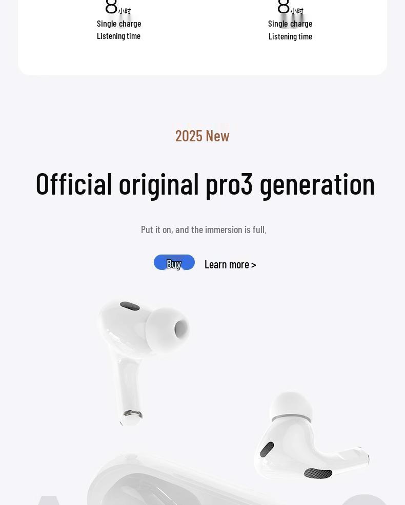 Huaqiangbei Pro 3. Generation Geräuschunterdrückende Bluetooth-Kopfhörer – Hochwertiger Klang für Apple