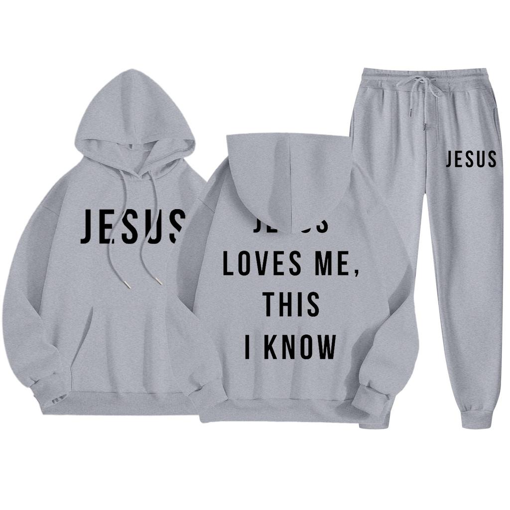 Men's Casual Solid Color Letter-printed Sweatshirt Set, Men's Fleece Hooded Drawstring Sweatshirt And Sweatpants Two-piece Set