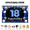 2D Alles Gute zum Geburtstag Hintergrund Schwarz Blau Luftballons Individuelles Alter Kinder Erwachsene 18. 20. 30. 40. Geburtstag Dekorationen Partyzubehör