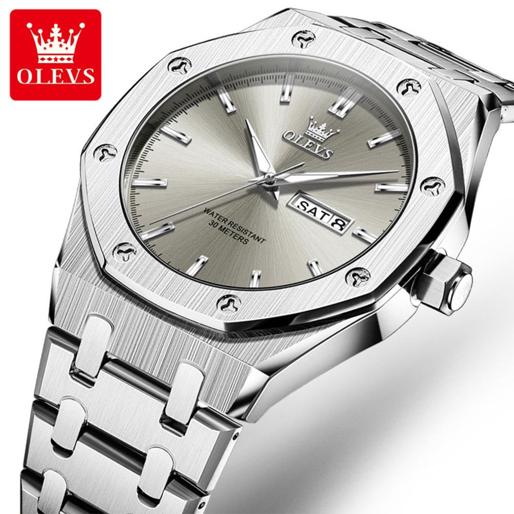 OLEVS 3726 Men's Watches Luxury Top Brand Original Quartz Wrist Watches For Man Luminous Waterproof Dual Calendar Man Watch New