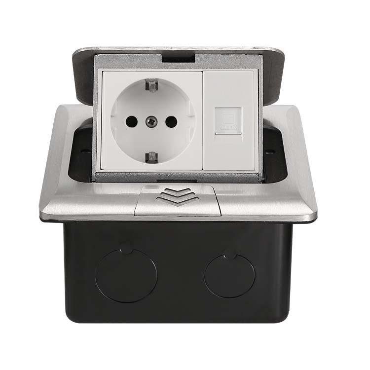 RJ45 Pop-up Floor Socket with USB - UK, US, SA Standards