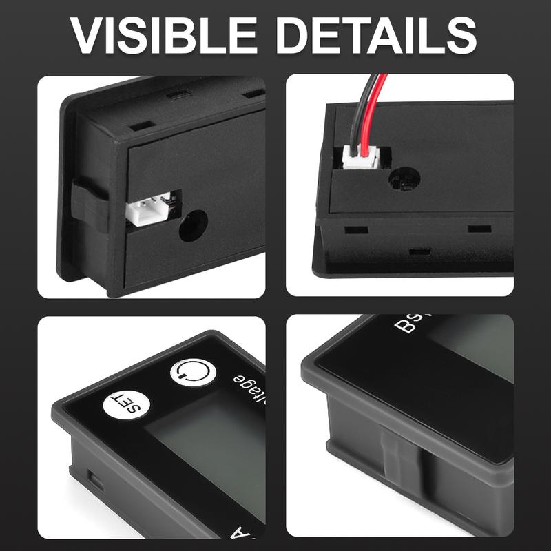 6133A 2-Wire Voltmeter DC 8V-100V LCD Battery Capacity Indicator Power Meter with Temperature Alarm 12V, 36V, 48V, 60V, 72V, 84V