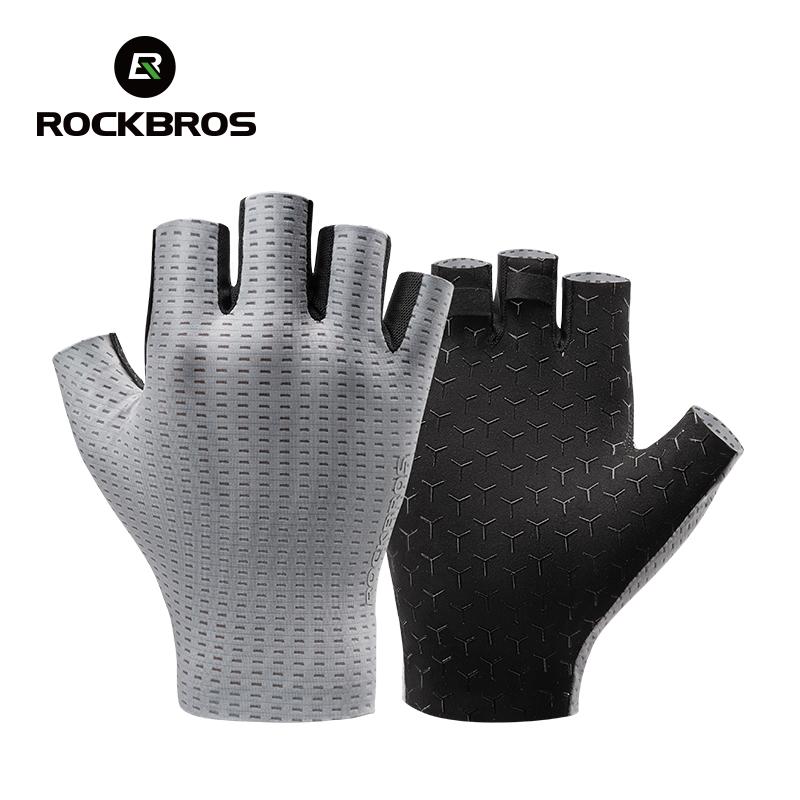 Rockbros Bike Gloves Half Finger Mtb Cycling Gloves Anti-Slip Shock-Absorbing Breathable Gloves Summer Shorts Gloves L