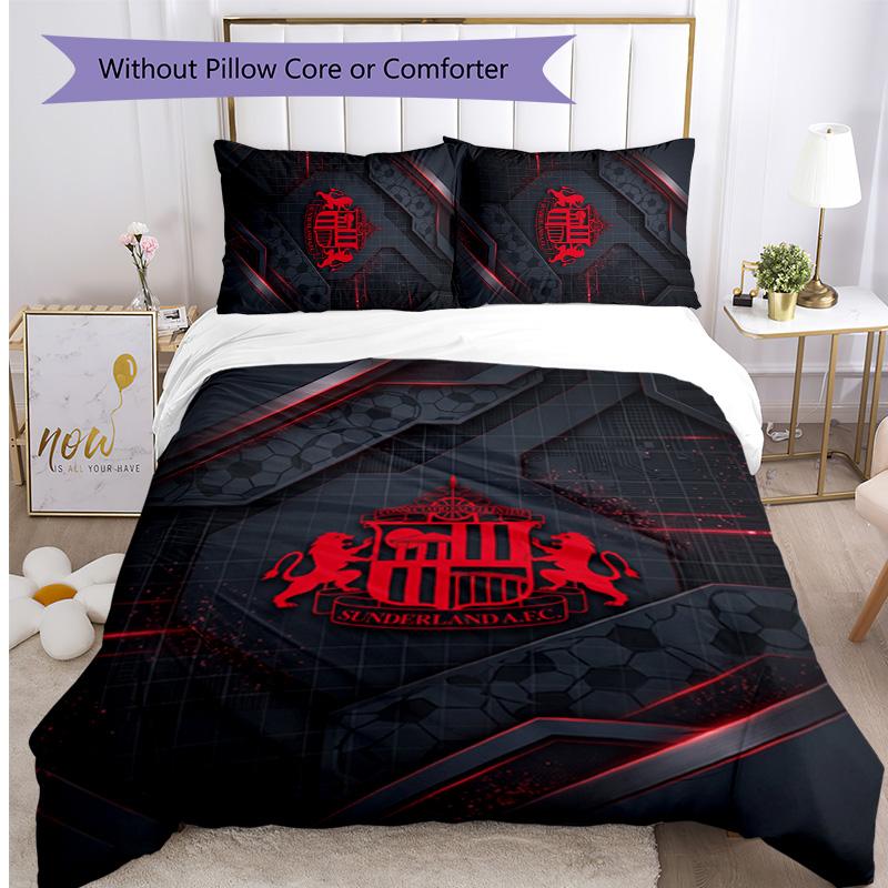 Juego de Ropa de Cama Estampado del Sunderland Football de 3 Piezas, Cómodo y Amigable con la Piel Juego de Funda Nórdica para Dormitorio