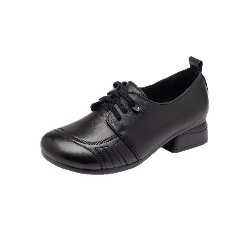 beef tendon sole mother shoes genuine leather autumn new middle-aged comfortable soft sole women's shoes versatile thick heel single shoes