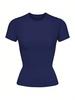 Xiyin Europe and the United States Popular Solid Color Round Neck Basic Short Sleeve Short T-shirt Women