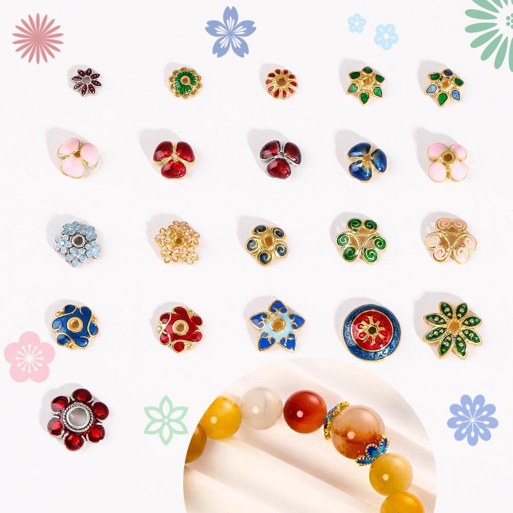 20 Stück/Los Emaille Blumenperlenkappen Für Schmuckherstellung Zubehör Ethnische Vintage Accessoires DIY Armbänder Fußkettchen Bohemian Materialien