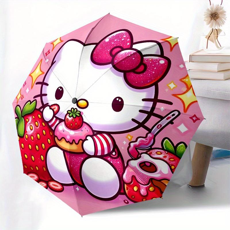 1pc Hello Kitty Strawberry Party Umbrella with Plastic Handle,Suitable for All Seasons Home Travel Outdoor UmbrellaSanlio121