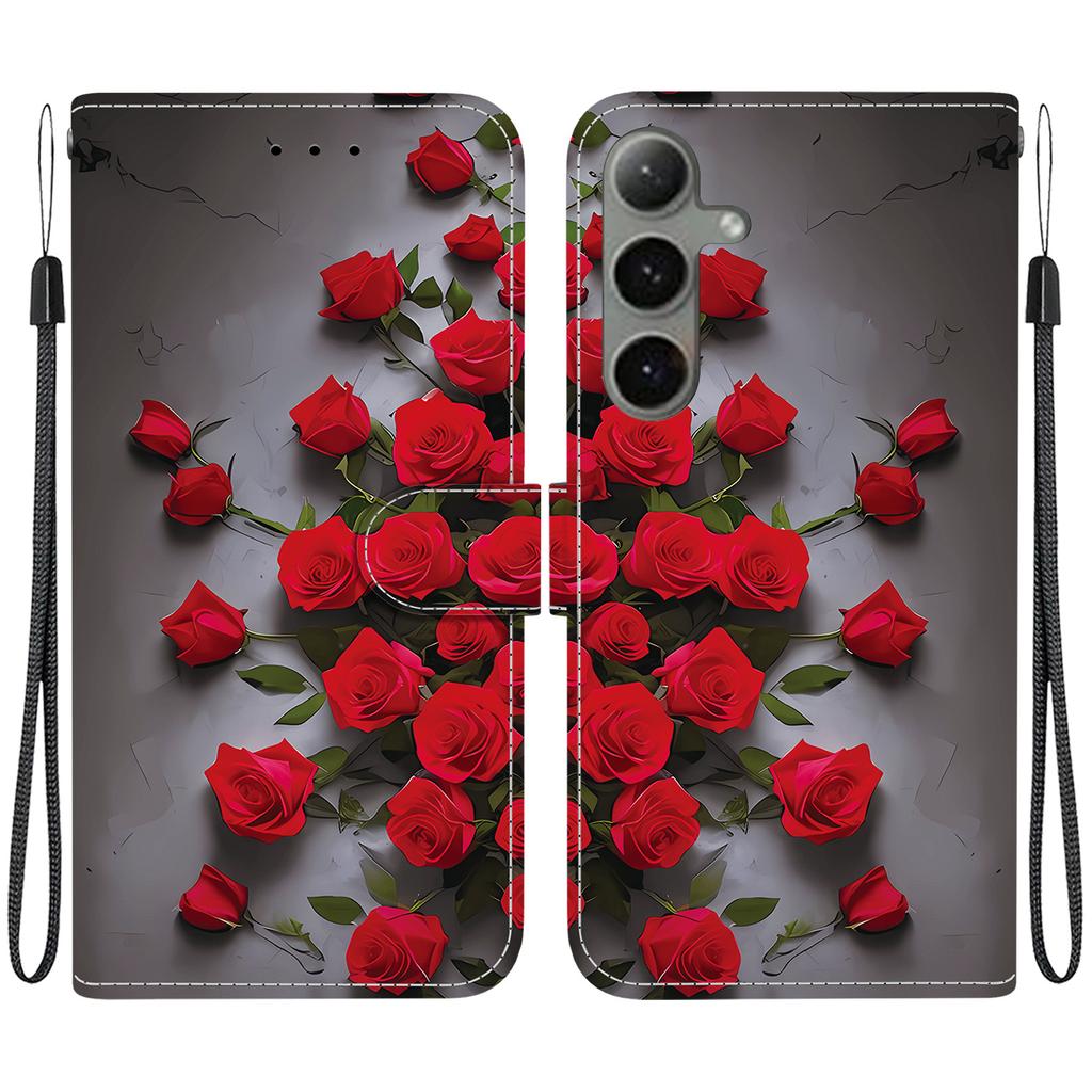 Handmade PU Leather Flip Case for Samsung Galaxy S25+/S25 Plus (SM-S936B)- Anti-Slip Shockproof Cover with Wrist Strap & Heart/Rose Cat Designs