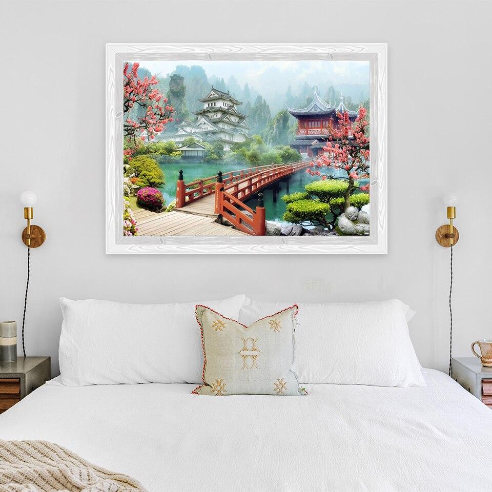 New 5D DIY Diamond Painting Landscape Village Diamond Embroidery Full Round Drill Scenery Cross Stitch Crafts Home Decor
