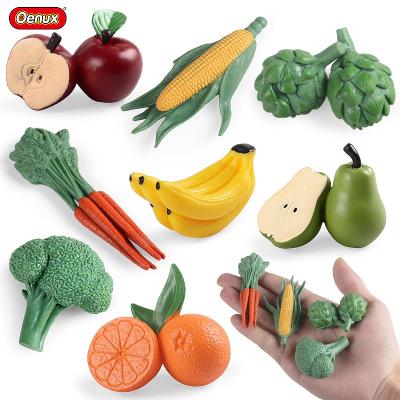Oenux Montessori Tool Organ Vegetable Fruit Animals Brinquedo Model Action Figure Figurines Miniature Education Kid Toy Gift