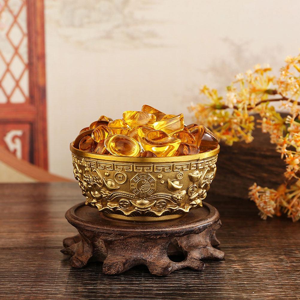 Decorative Brass Fortune Bowl Unique Metal Treasure Basin for Tabletop Home Decor Ideal Gift for Family Friends
