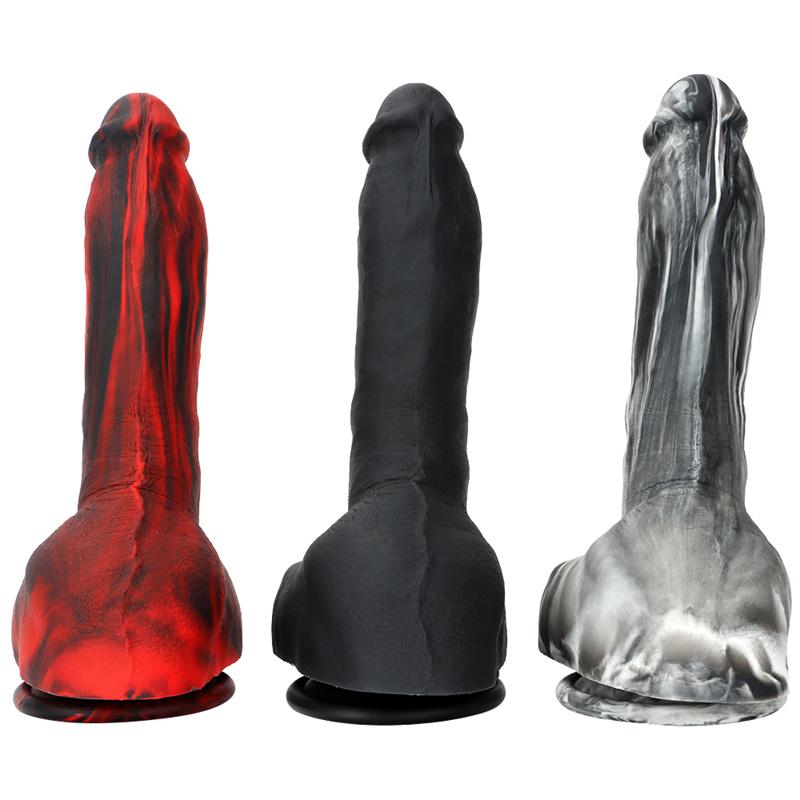 Woman Masturbation Device Black Red Liquid Silicone Soft Simulation Big Dildo Dildo Backyard Anal