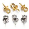 50pcs Gold Color Stainless Steel Screw Eye Pins Bail Top Drilled Beads End Caps Pendant Charms Connectors for DIY Jewelry Making