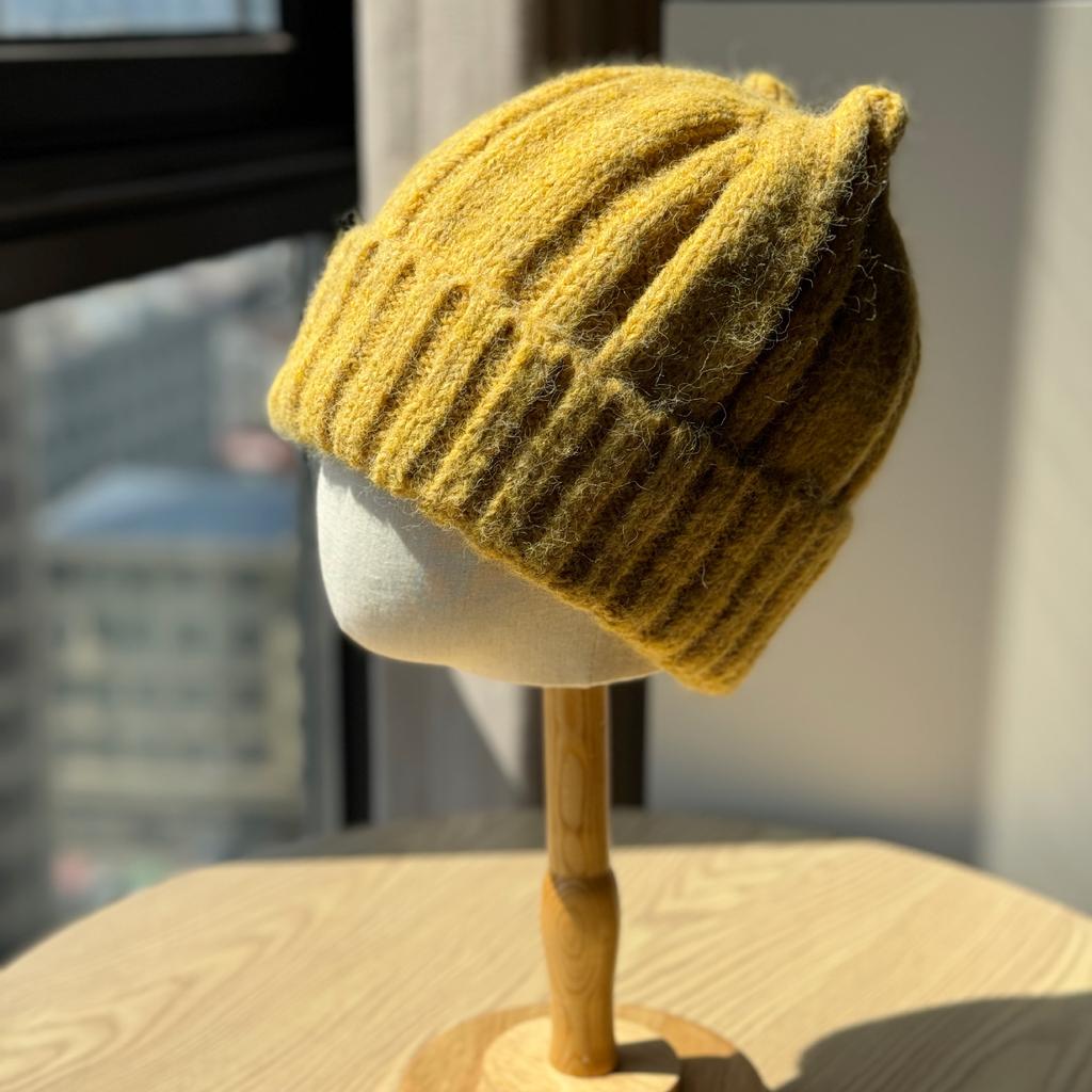 New Cat Ears Cute Woolen Hat for Women In Autumn and Winter Thickened Baotou Ear Protection Hat Large Head Circumference Versatile Knitted Hat