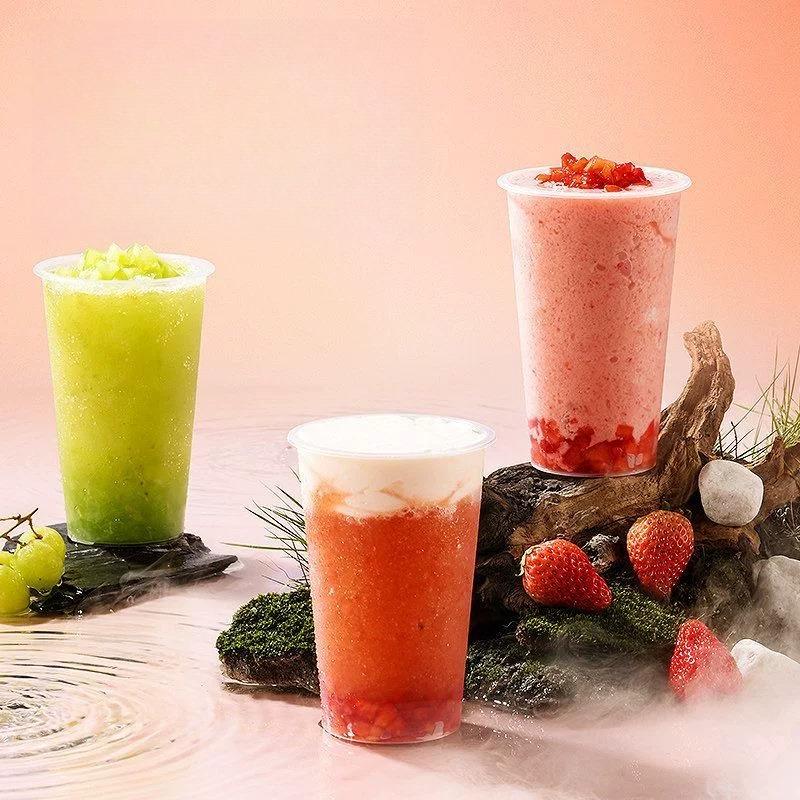 Thickened Plastic Transparent Cup Disposable Milk Tea Cupd Iced Coffee Latte Cold Drink Packaged Cup with Lid Hot and Cold Dual Use Drinking Utensils