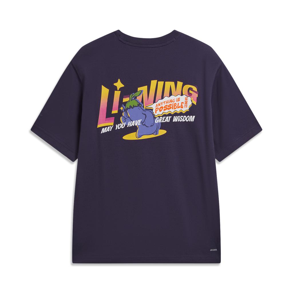 Li-Ning Round Neck Letter Print Pattern Couple Casual T-Shirt Unisex Tops ATSW303-7