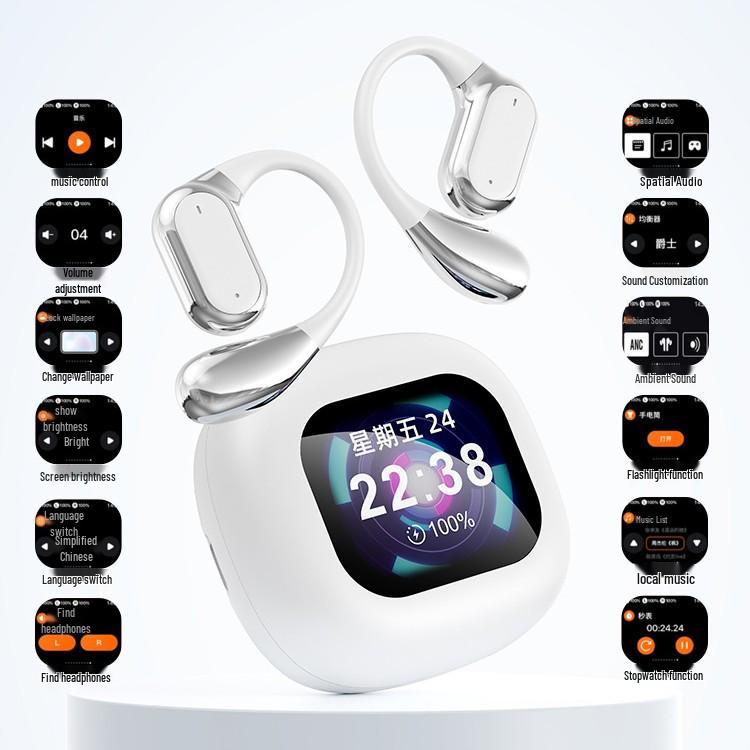 Q18 Over-Ear Bluetooth Earphones with Color Screen, ANC Noise Reduction, and AI Translation.
