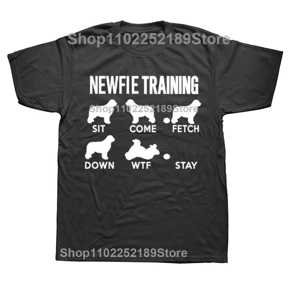 Funny Newfie Training Newfoundland Dog Tricks T-shirts Men Women's Fashion Casual Tshirt 100% Cotton Loose Oversized T Shirt