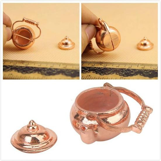 Retro Miniature Kettle Open Lid Toy 1/12 Scale Dollhouse Fairy Doll Home Decor