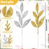 5Pcs Christmas Flash Glitter Gold Silver Leaves Xmas Tree Decoration Pendant Artificial Plants Pine Branches New Year Decor