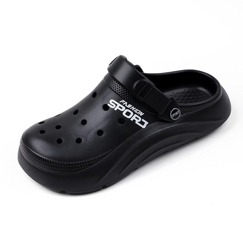 Hole shoes summer new thick-soled bag head men's slippers beach shoes wear casual sandals one pedal sandals men