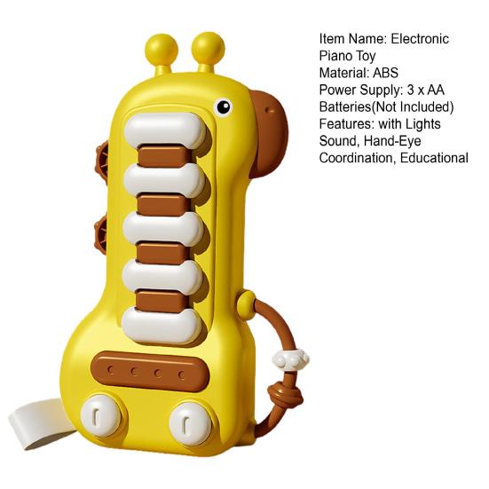 Pianoforte Elettronico Giocattolo Giraffa Cartone Animato con Luci Suono Coordinazione Mano-Occhio Bambini Piccoli Ragazzi Ragazze Educativo Tastiera Elettrica Giocattolo Musicale
