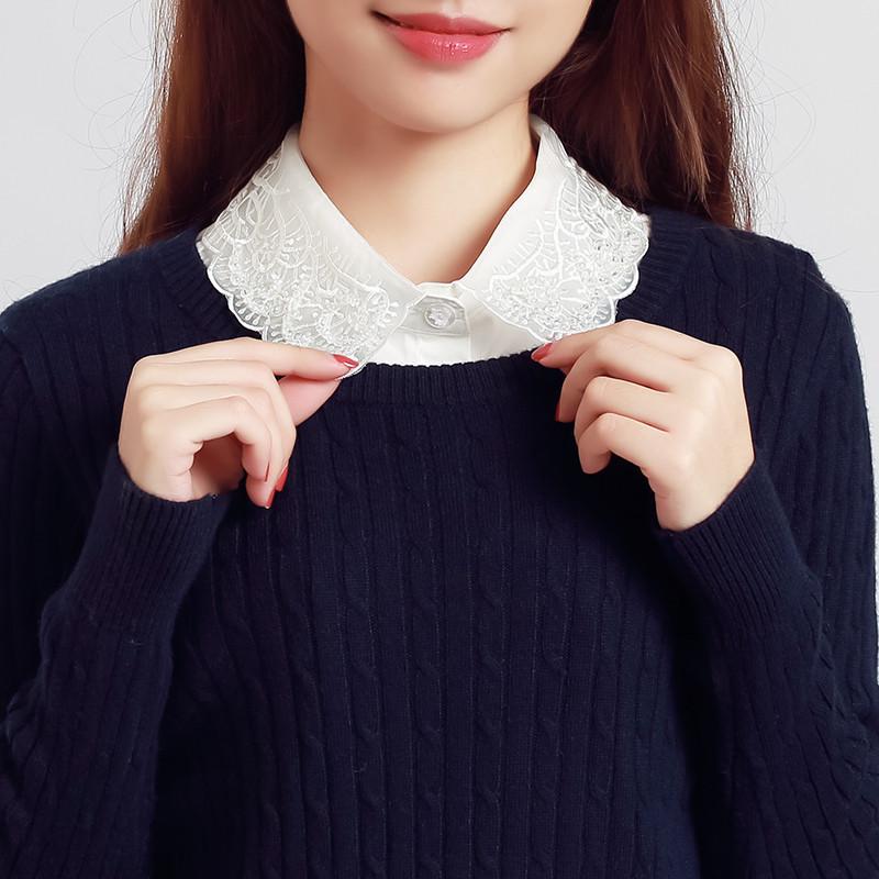 Dekorativer falscher Kragen für Damen im koreanischen Stil aus besticktem Organza für Herbst/Winter